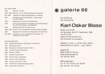 Karl Oskar Blase. Bilder und Grafik [Einladungskarte/ invitation card]