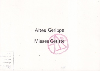 Altes Gerippe/ Mieses Getitte. Einladung - Ausstellungseröffnung Albert Oehlen/ Georg Herold, Künstlerhaus Hamburg, 9.11.1979 |[invitation card/ Einladungskarte]