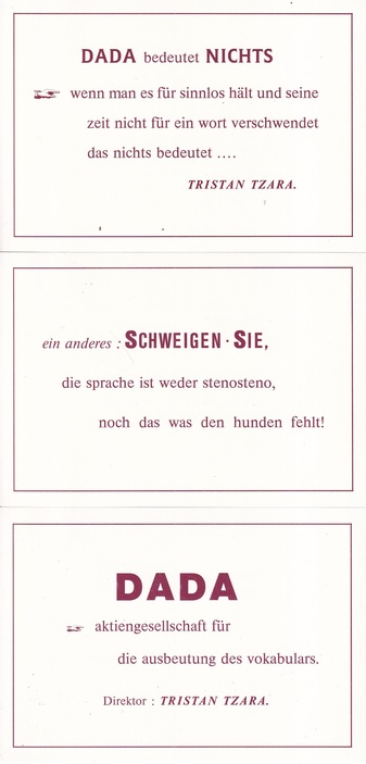 RAOUL SCHROTT. DADA 15/ 25 [3 Postkarten des Verlages/ 3 publisher's cards]