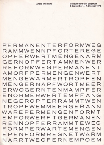  André Thomkins. Museum der Stadt Solothurn, 8. September - 7. Oktober 1973