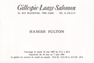 HAMISH FULTON. Gillespie - Laage - Salomon, Paris, EXPOSITION DU 10 MAI AU 7 JUIN 1983 [Einladungskarte/ invitation card]