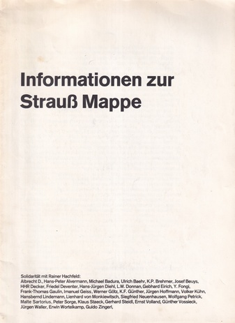 Informationen zur Strauß Mappe. Solidarität mit Rainer Hachfeld