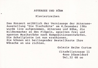 ATTERSEE UND RÜHM. Klaviertreiben [Information zur Schallplatten-Edition]