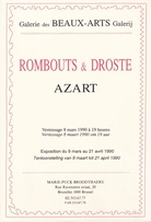 ROMBOUTS & DROSTE. AZART. Galerie des/ Galerij BEAUX-ARTS/ Marie-Puck Broodthaers [invitation card/ Einladungskarte]