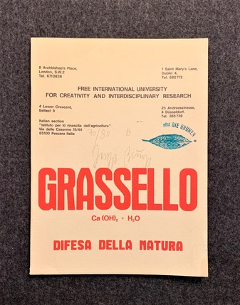 Joseph Beuys. Grassello. Ca (OH)2 + H2O. Difesa della natura. Num. Expl. # 70/80, signiert, gestempelt