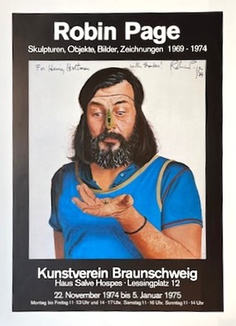 Robin Page. Skulpturen, Objekte, Bilder, Zeichnungen 1969 - 1974.  [Ausstellungsplakat/ exhibition poster]. (Widmungsexemplar, signiert/ signed)