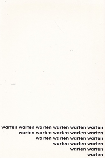 gerhard rühm. [warten warten warten ...]. 3 fragen, 2 sätze, bitten [Verlagskarte/ publisher's card]