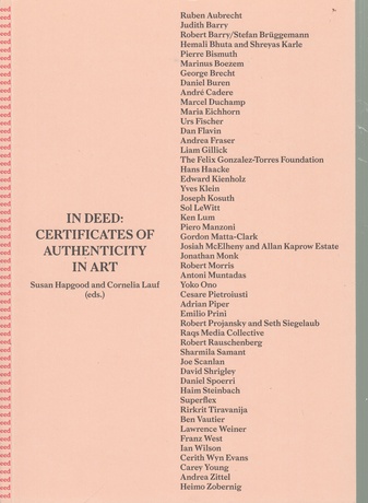 IN DEED: CERTIFICATES OF AUTHENTICITY IN ART