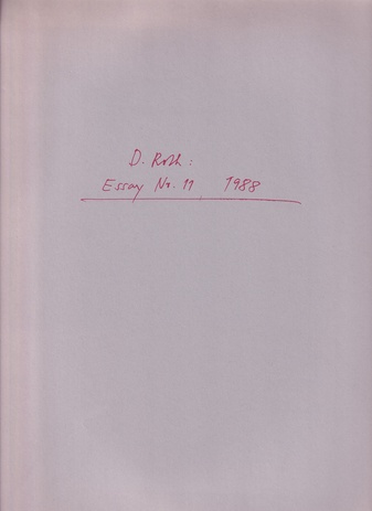 Dieter Roth. Essay No. 11 [gebunden]