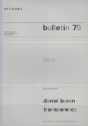 art & project bulletin 75. daniel buren: transparency